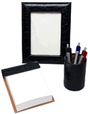 Leather Reptile-Grain Three Piece Desk Accessory Set